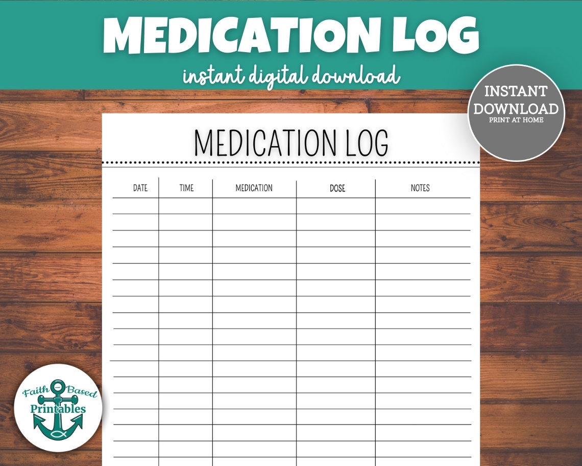 Medication Log Printable Medication Tracker Medication Chart Daily Medication Log Report Schedule Medication List Template Planner PDF Etsy