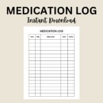 Medication Log Printable Medication Tracker Medication Chart Daily Medication Log Report Schedule Medication List Template Planner PDF Etsy Israel