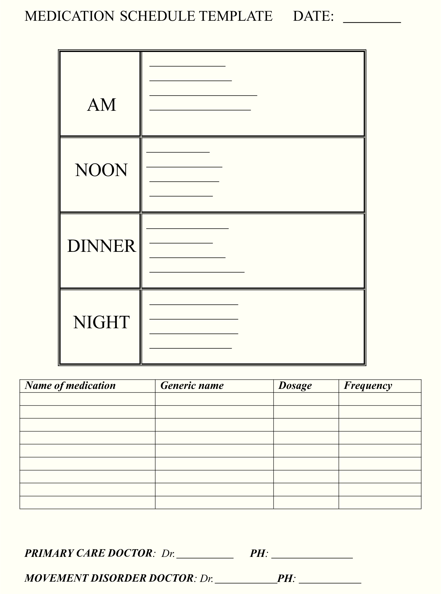 Medication Schedule 10 Free PDF Printables Printablee