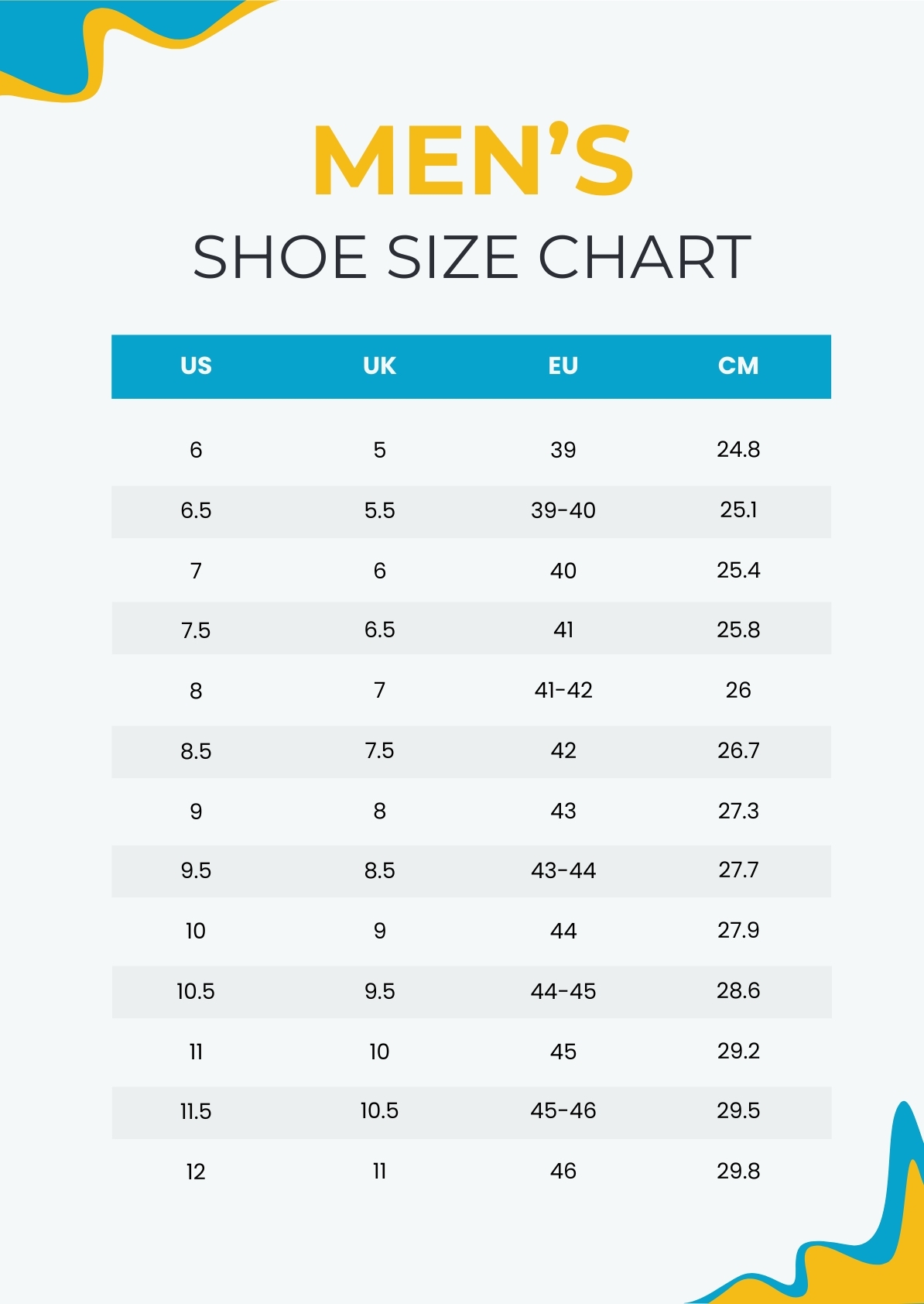 Free Printable Shoe Size Chart Pdf Free Printable Shoe Size Chart Pdf