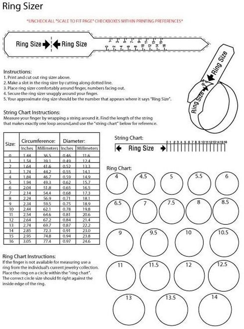 Mens Ring Sizing Chart Printable Best Sale