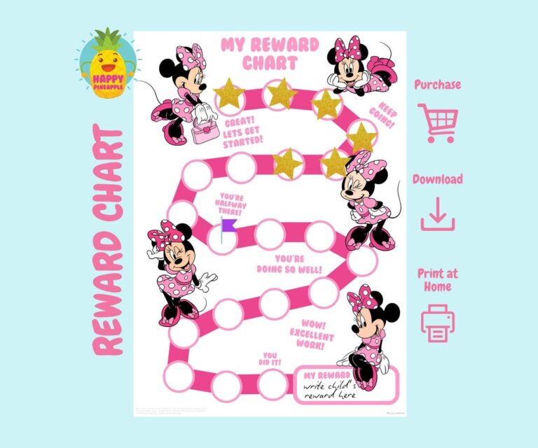 Minnie Mouse Reward Chart For Kids Chore Chart Behaviour Chart Digital Download Instant Download Sticker Chart Etsy