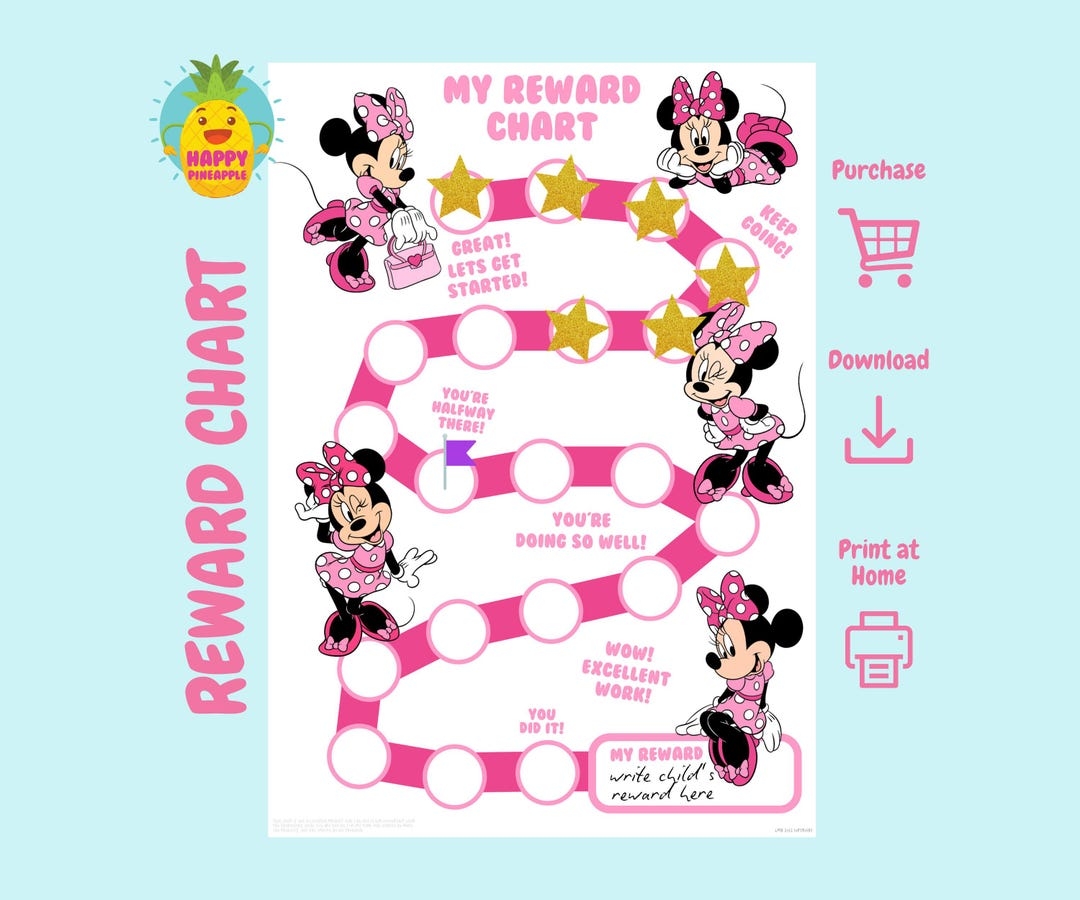 Minnie Mouse Reward Chart For Kids Chore Chart Behaviour Chart Digital Download Instant Download Sticker Chart Etsy