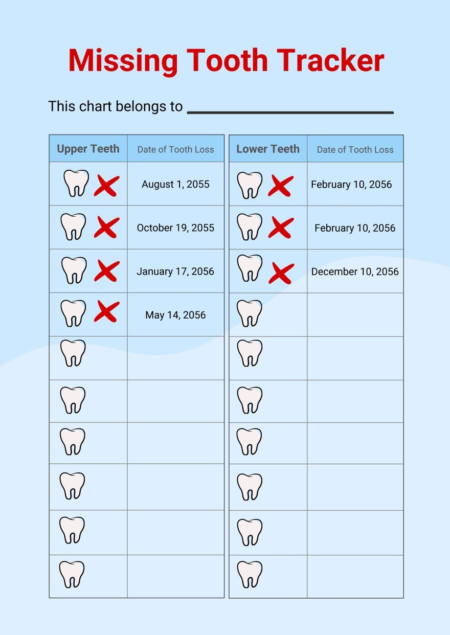 Lost Tooth Chart Printable