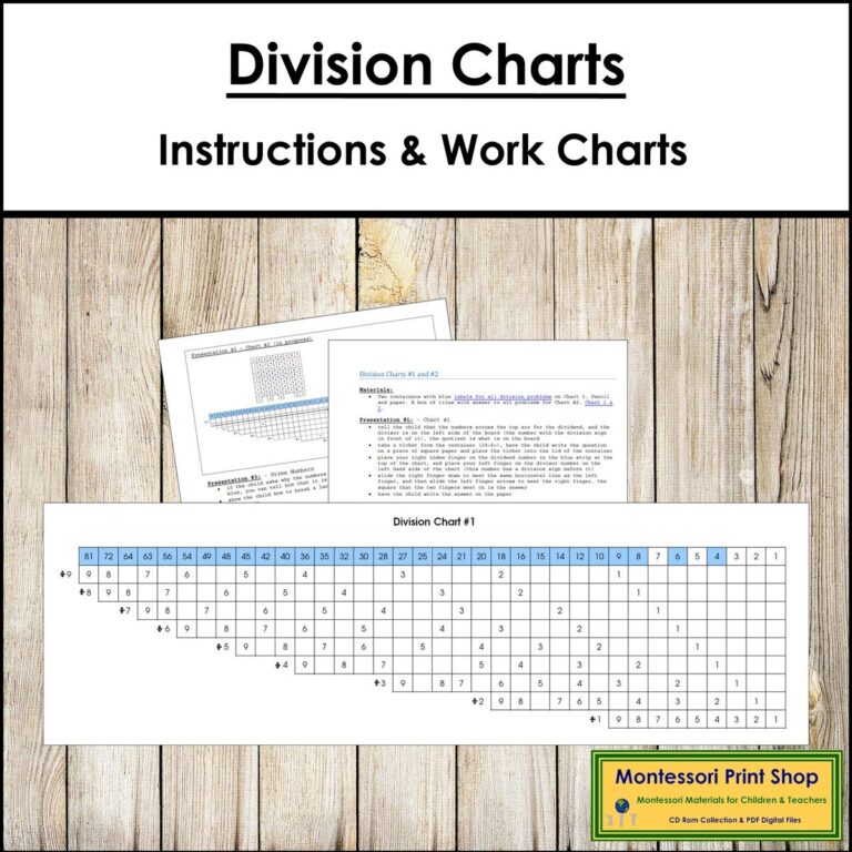 Montessori Division Charts Instructions digital Download Etsy