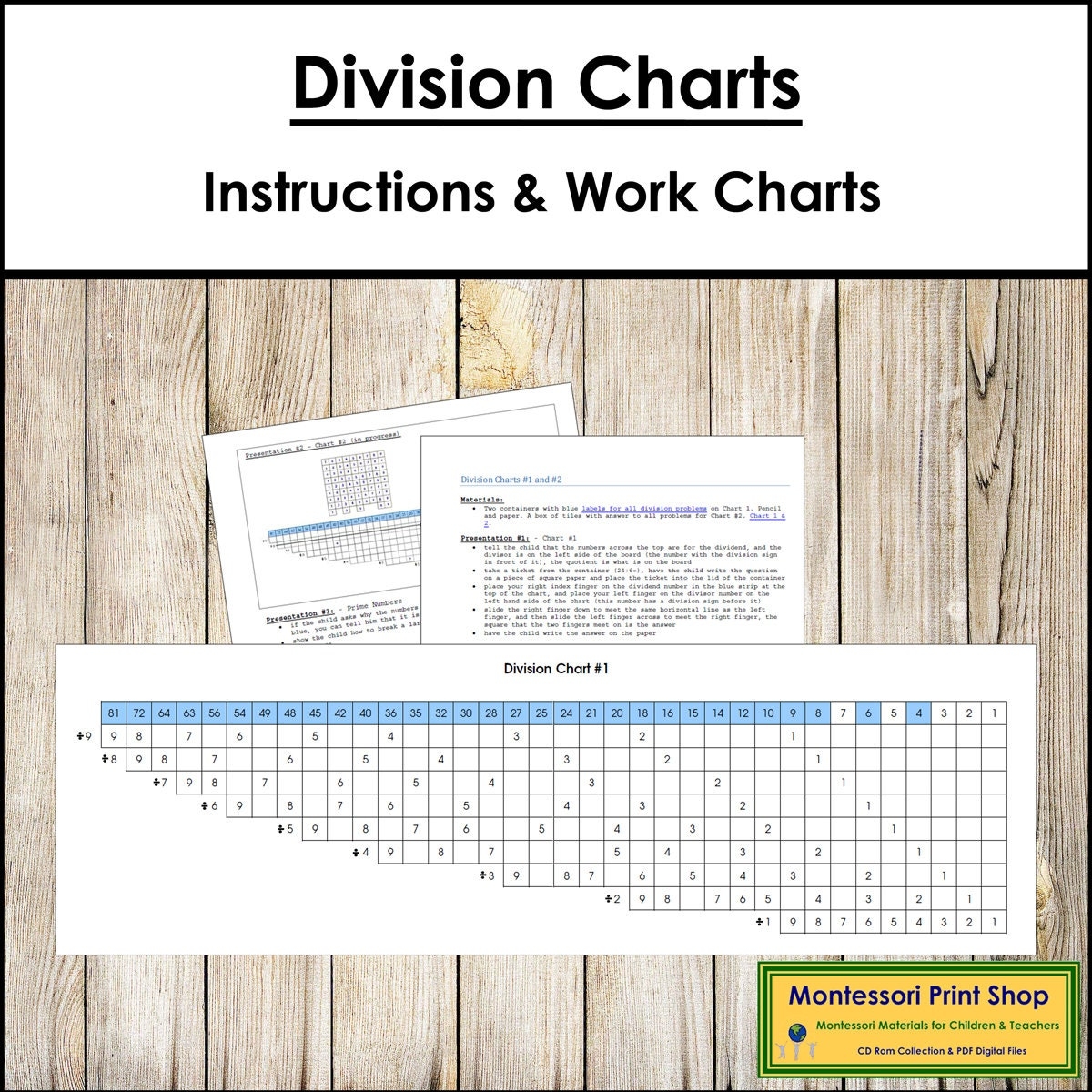 Montessori Division Charts Instructions digital Download Etsy