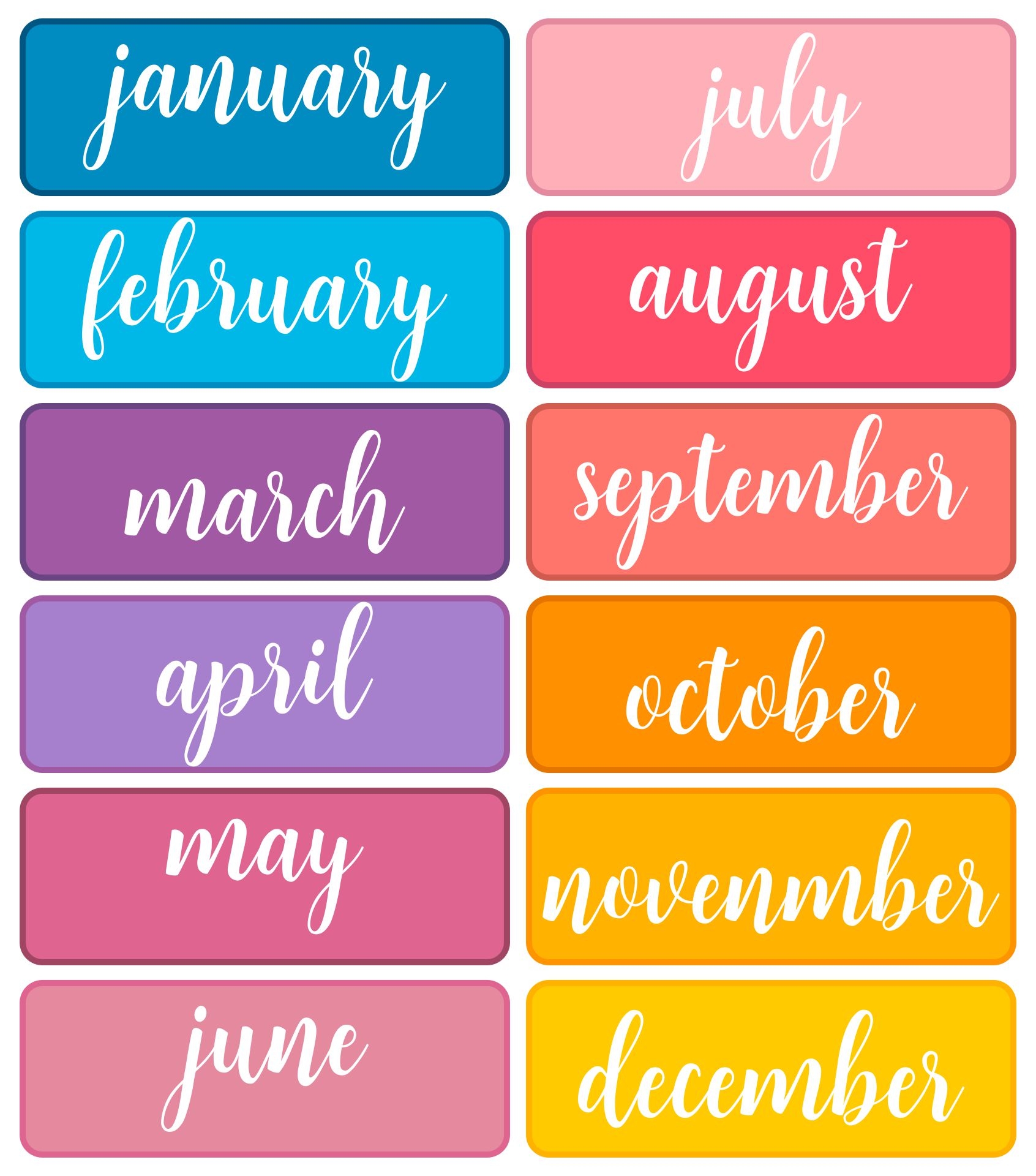 Month Of The Year Printables Printable Party Favors Month Of The Year Printables Printable Party Favors