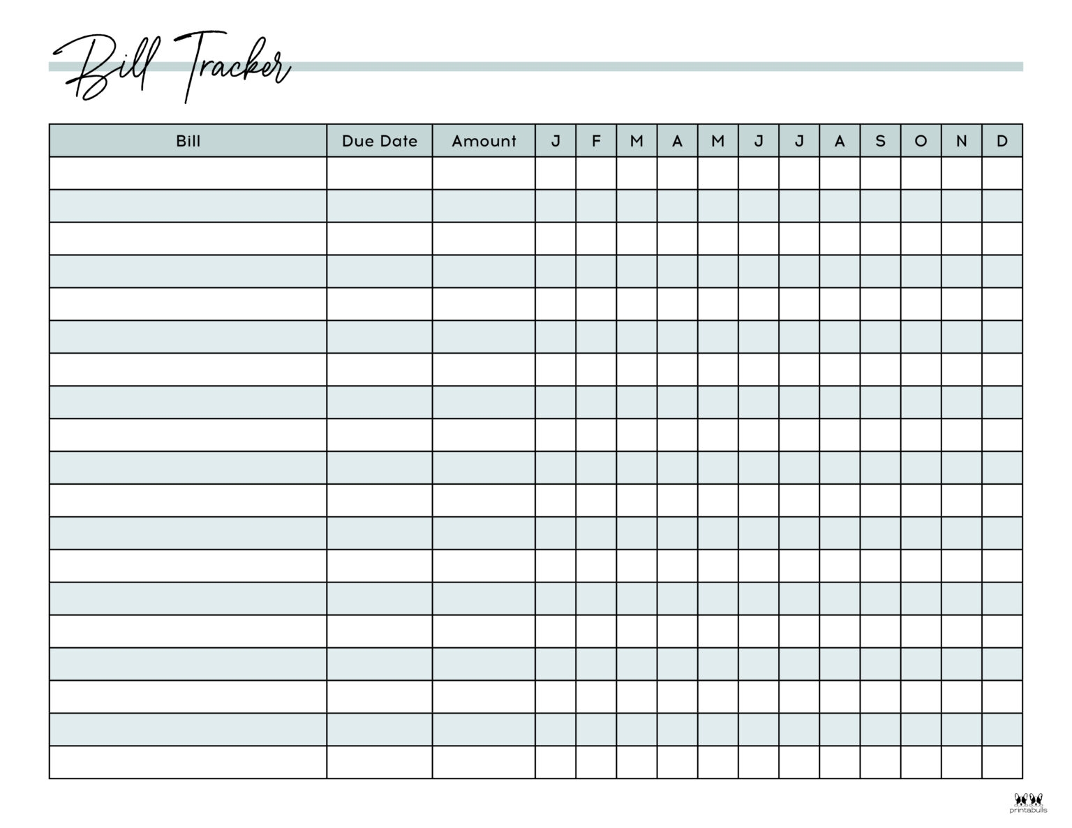 Monthly Bill Template Printable Printable Party Favors