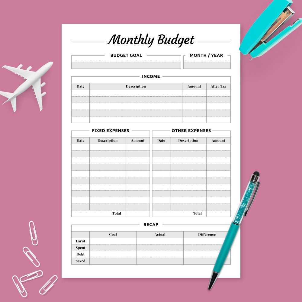 Budget Chart Printable