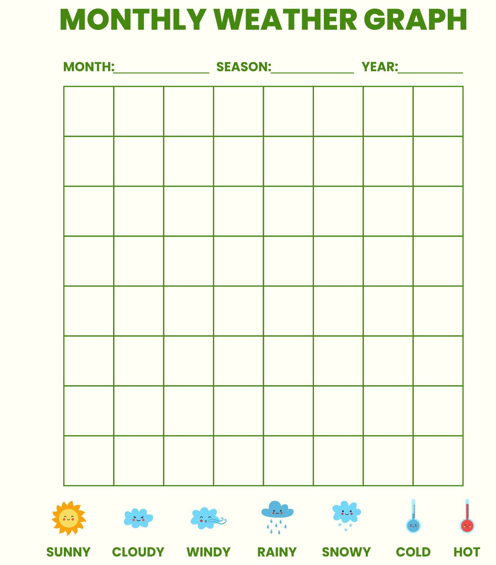 Monthly Weather Chart Kindergarten 10 Free PDF Printables Printablee