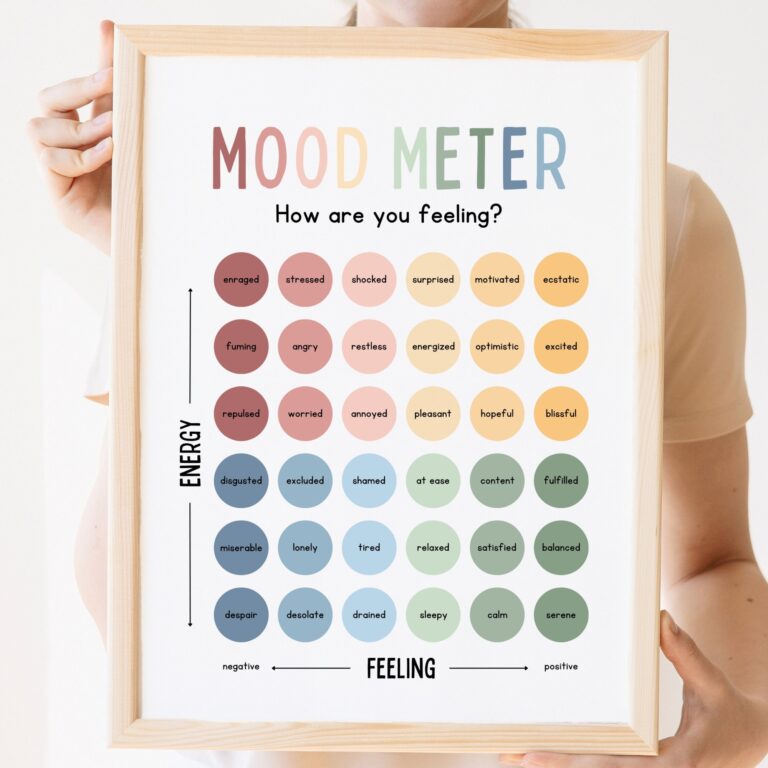 Mood Meter Feelings Chart Zones Of Regulation Feelings Thermometer Calming Corner Mental Health School Psychology Emotions Digital Download Etsy