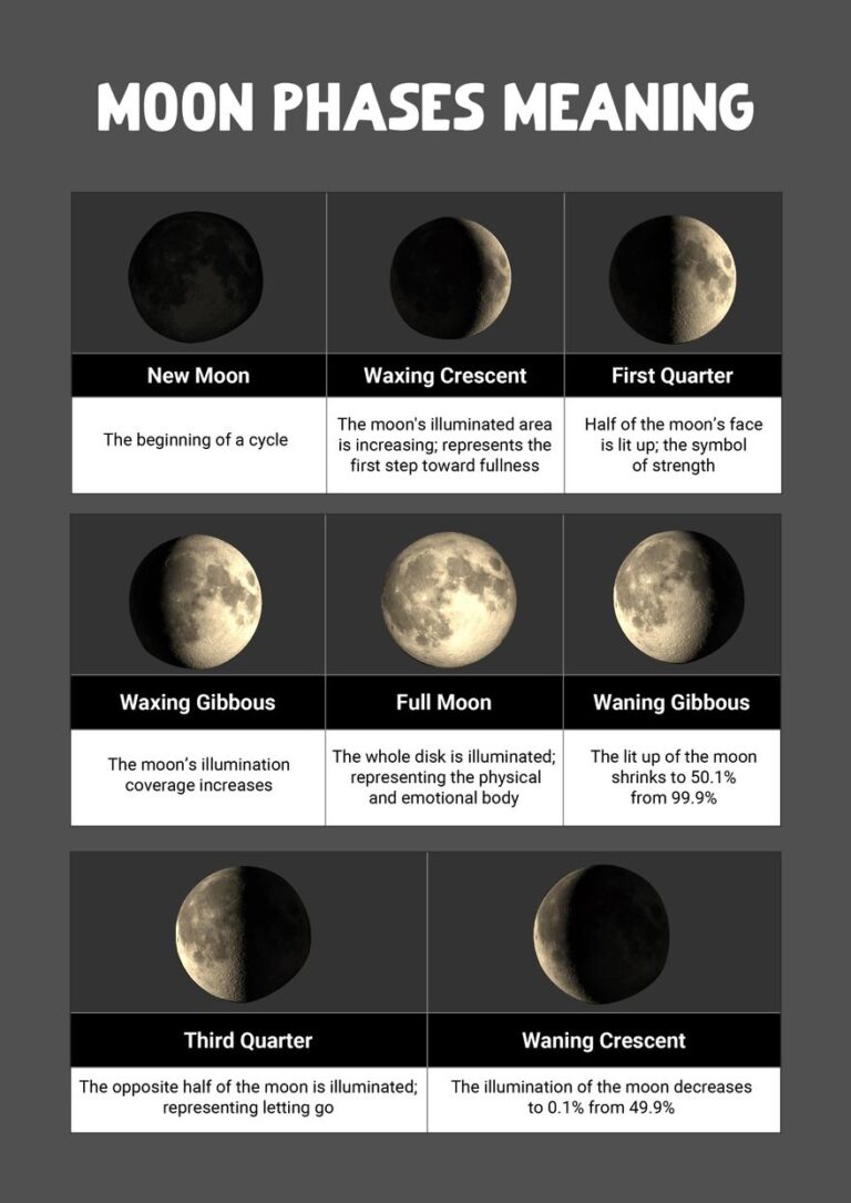 Moon Phases Meaning Chart In Illustrator PDF Download Template
