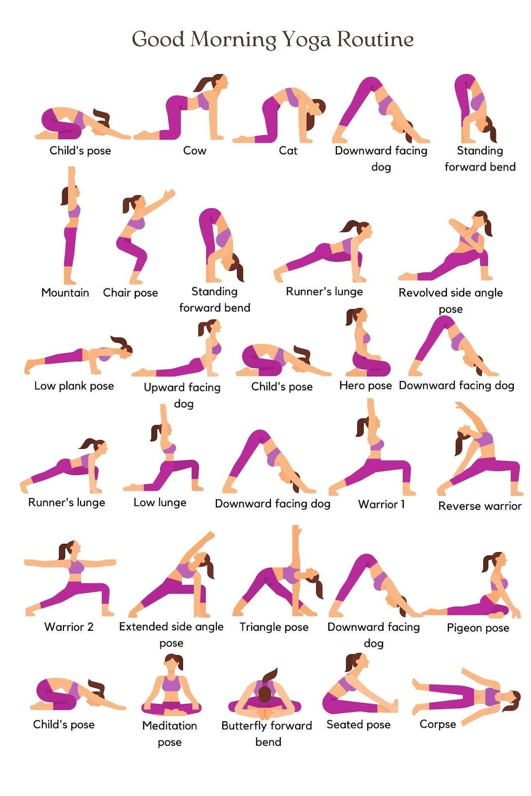 Morning Yoga Poses Printable 30 Poses Poster digital Download Etsy Morning Yoga Poses Printable 30 Poses Poster digital Download Etsy