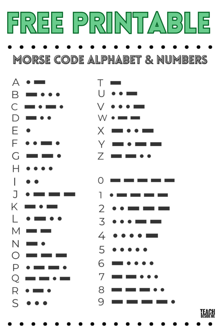 Morse Code Alphabet Chart For Kids Free Printable Fun Activities Teach Beside Me