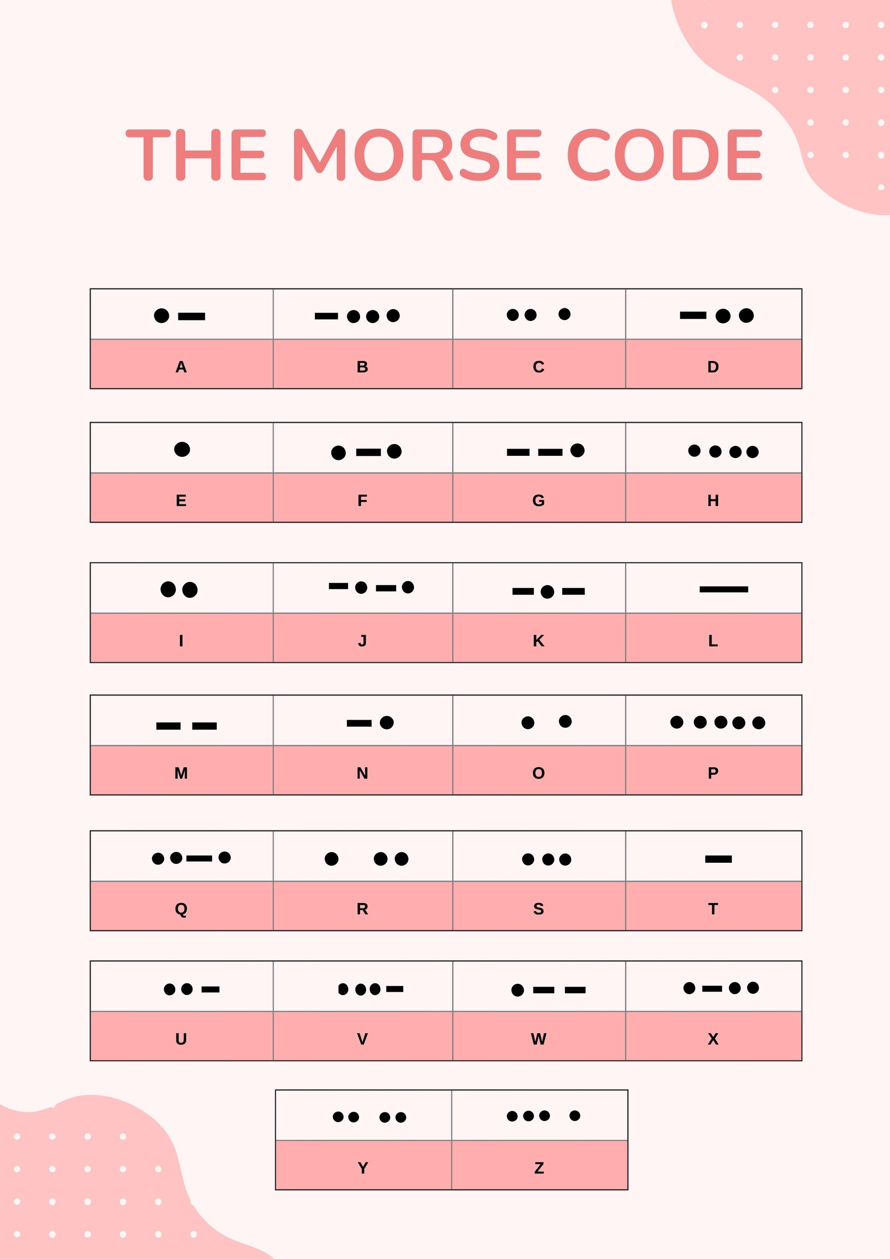 Free Printable Morse Code Chart Free Printable Morse Code Chart