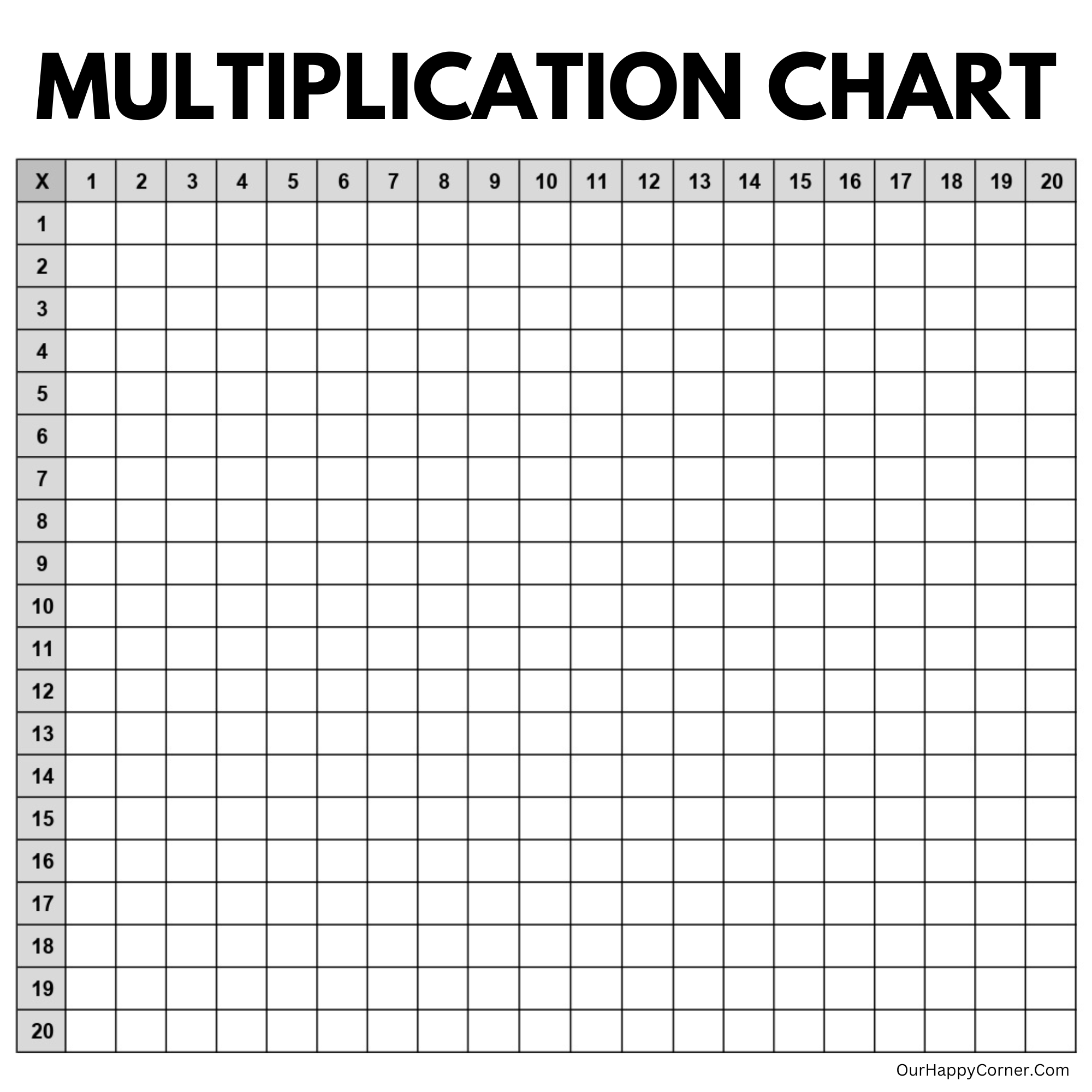 Printable Multiplication Chart Free Printable Multiplication Chart Free