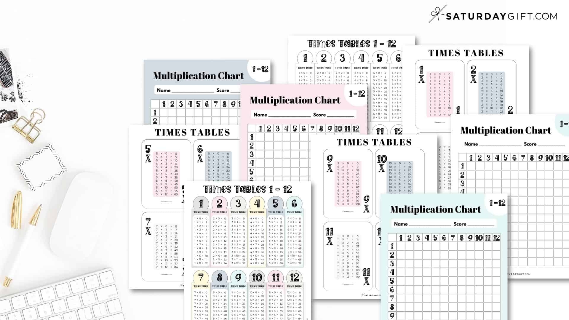 Multiplication Chart Printable Times Tables 1 12 Cute Free Grids