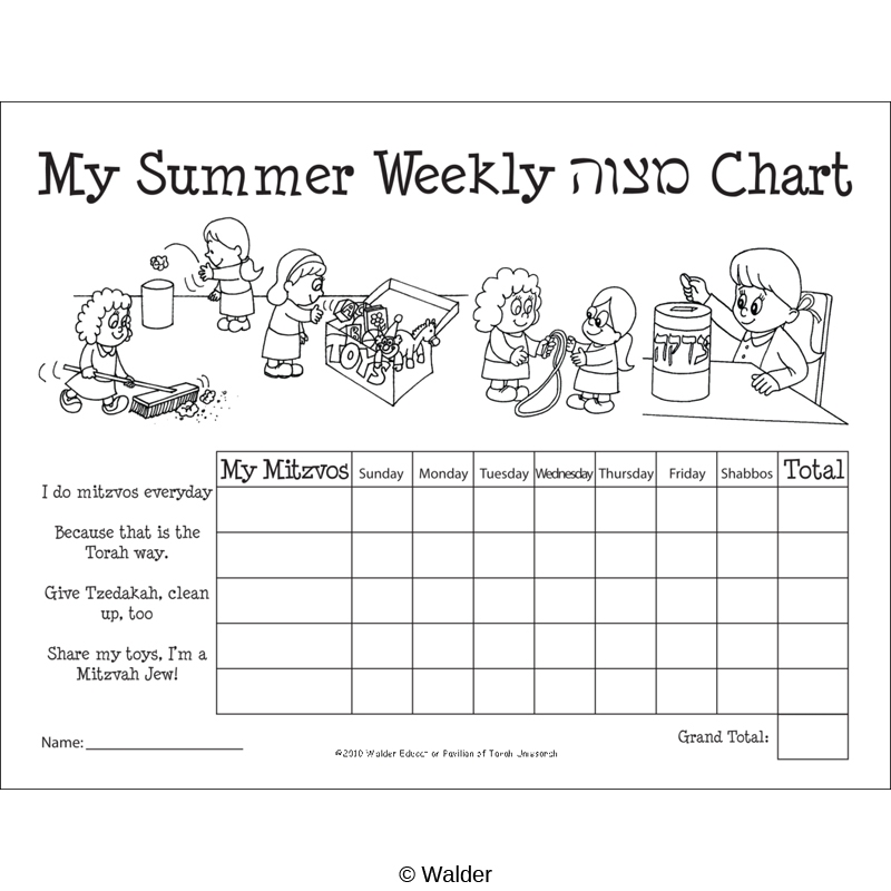My Summer Weekly Mitzvah Chart Walder Education