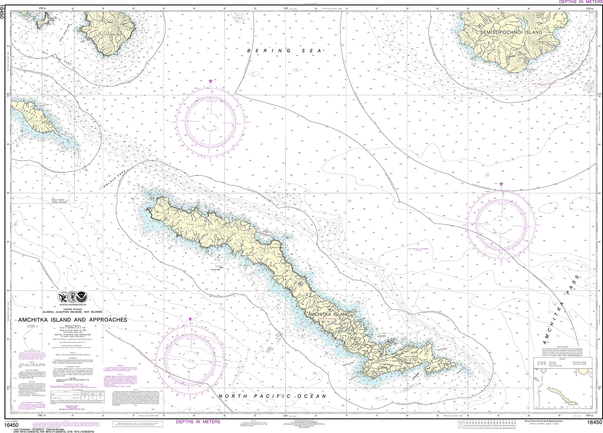 NOAA Nautical Chart 16450 Amchitka Island And Approaches