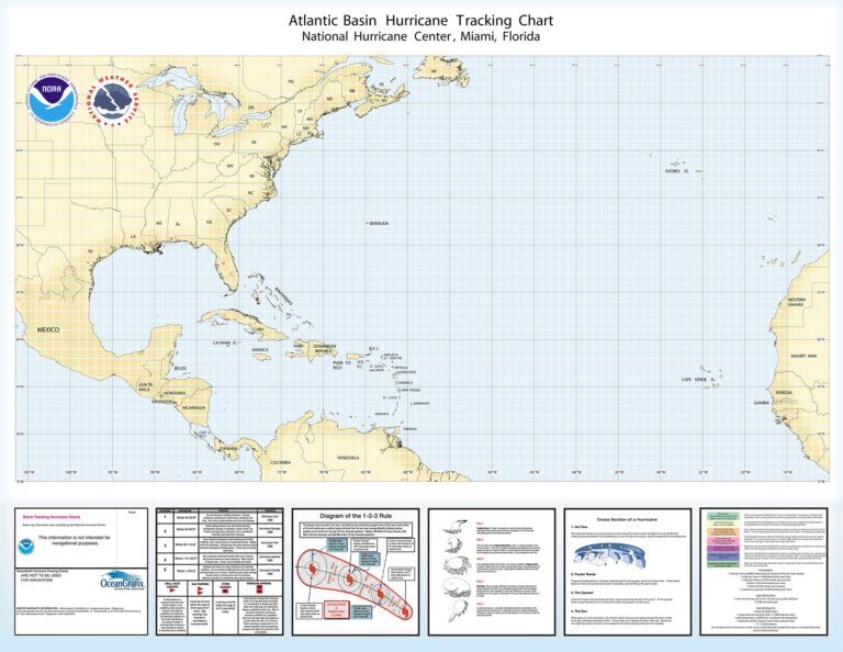 NOAA Nautical Chart Full Atlantic Hurricane Mapping Chart