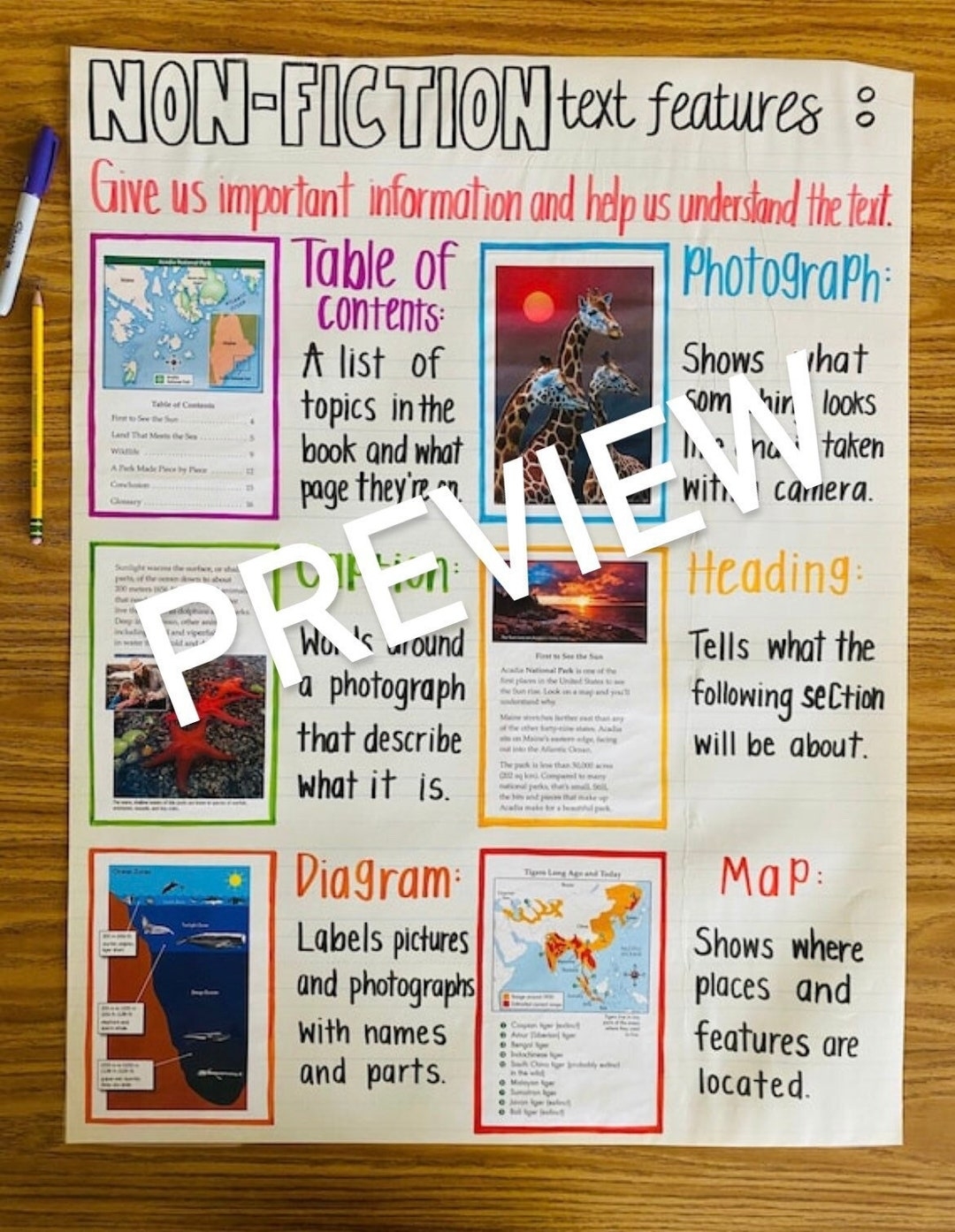 Non fiction Text Features Anchor Chart Etsy