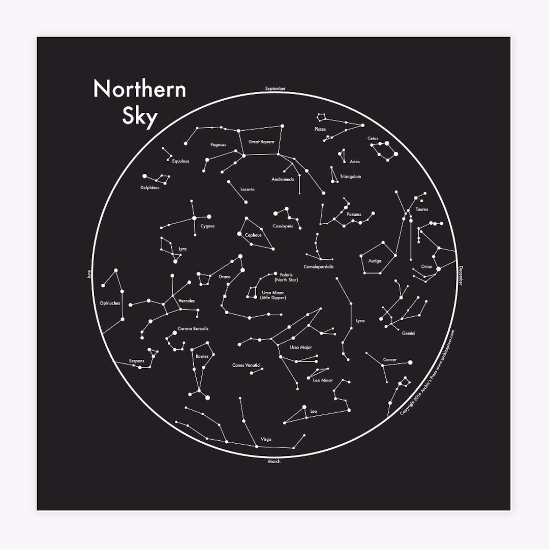 Northern Sky Letterpress Print Map 8 x8 Etsy Northern Sky Letterpress Print Map 8 x8 Etsy