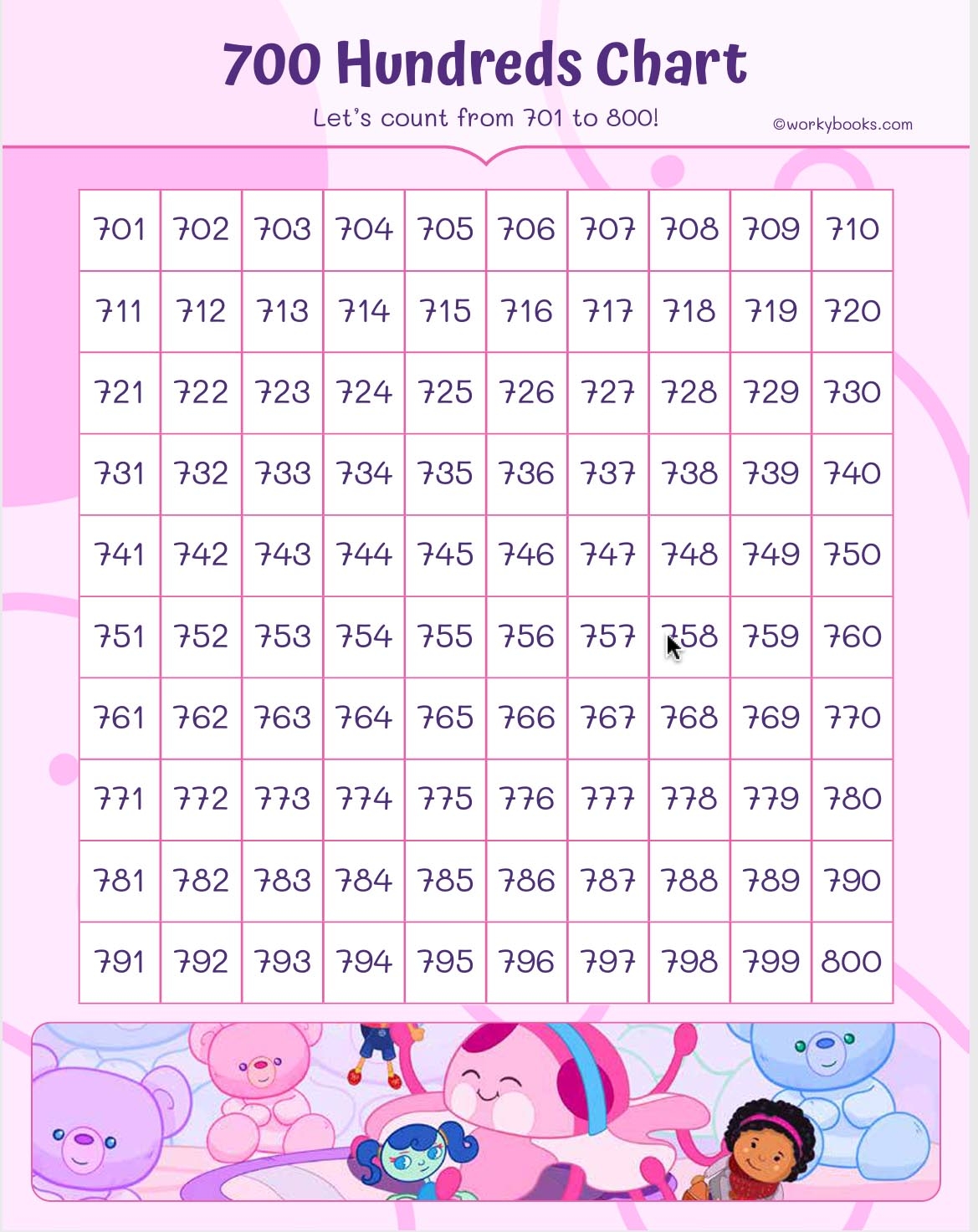 Number Chart To 1000 Printable Worksheets By Workybooks Workybooks Number Chart To 1000 Printable Worksheets By Workybooks Workybooks