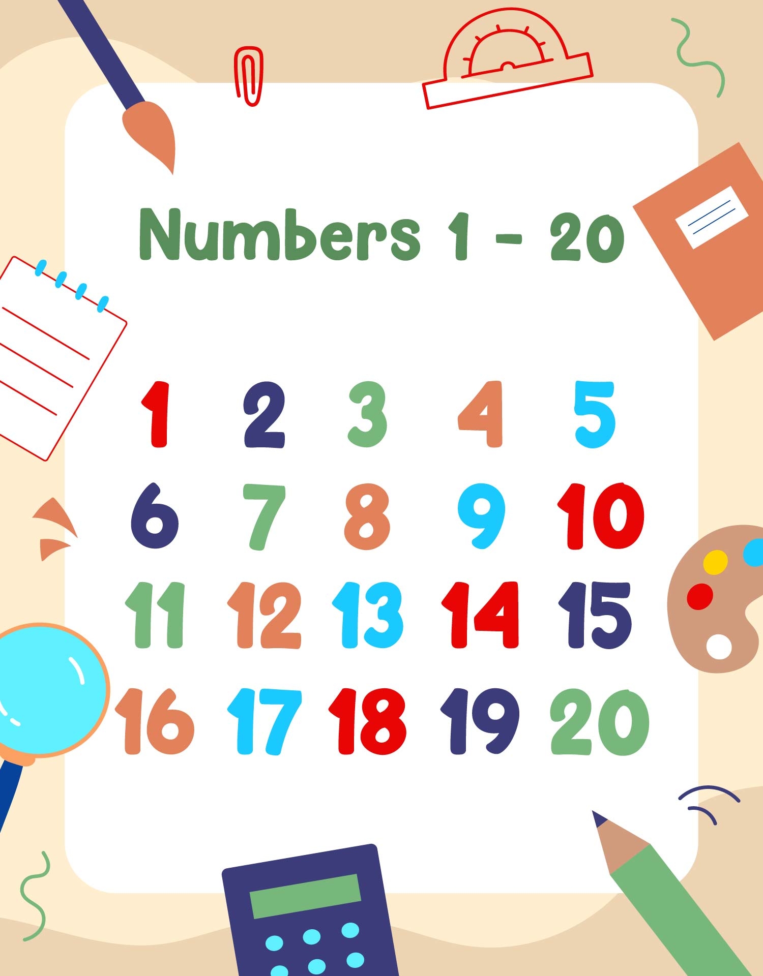 Free Printable 1 20 Number Chart