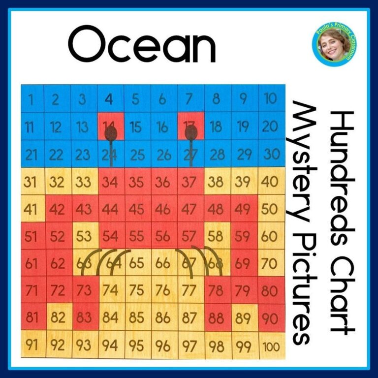 Ocean Animals 100s Chart Math Numbered And Blank 100 Chart Mystery Pictures Color By Number Etsy