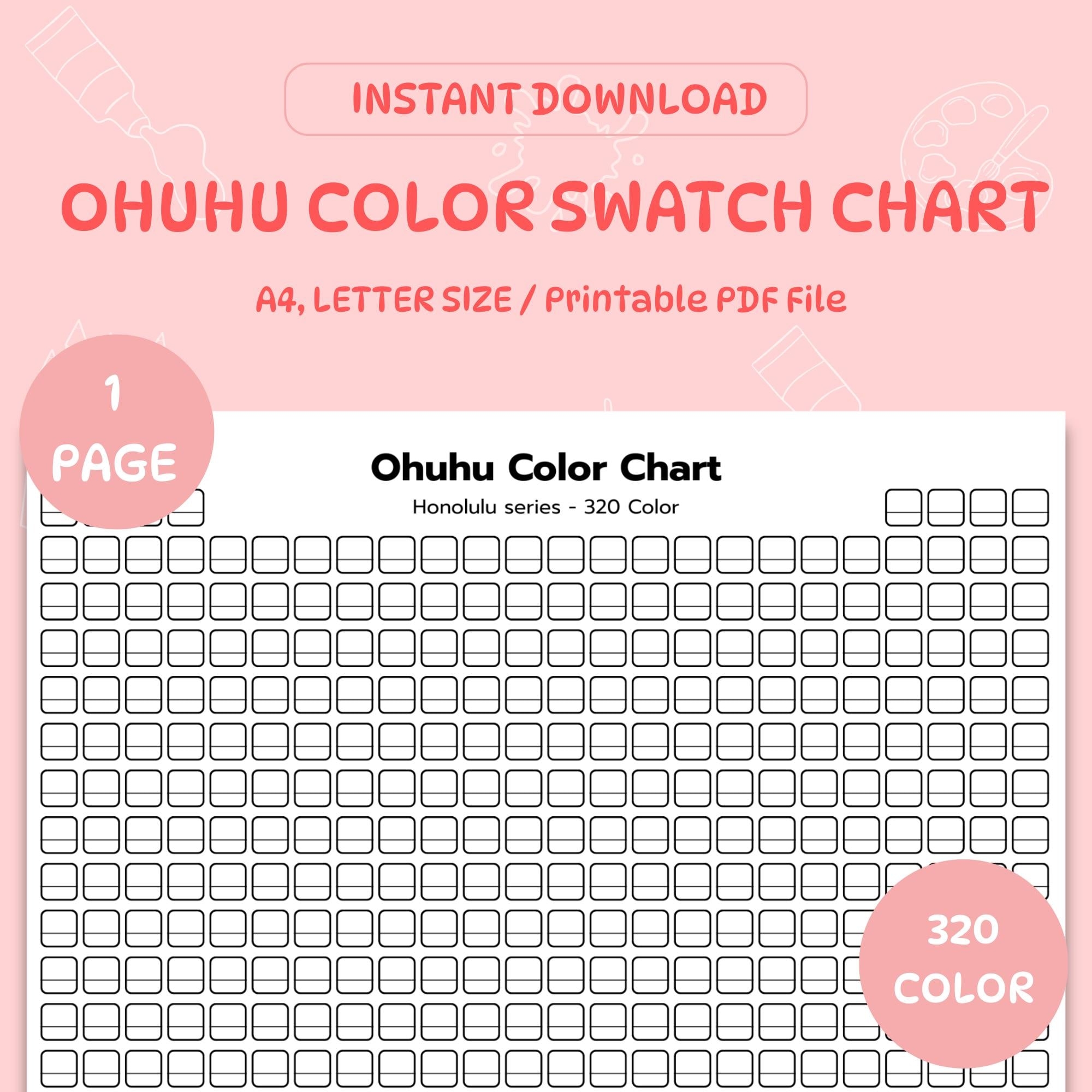 Ohuhu Honolulu 320 Marker Swatch Chart Printable Color Palette PDF Download Etsy