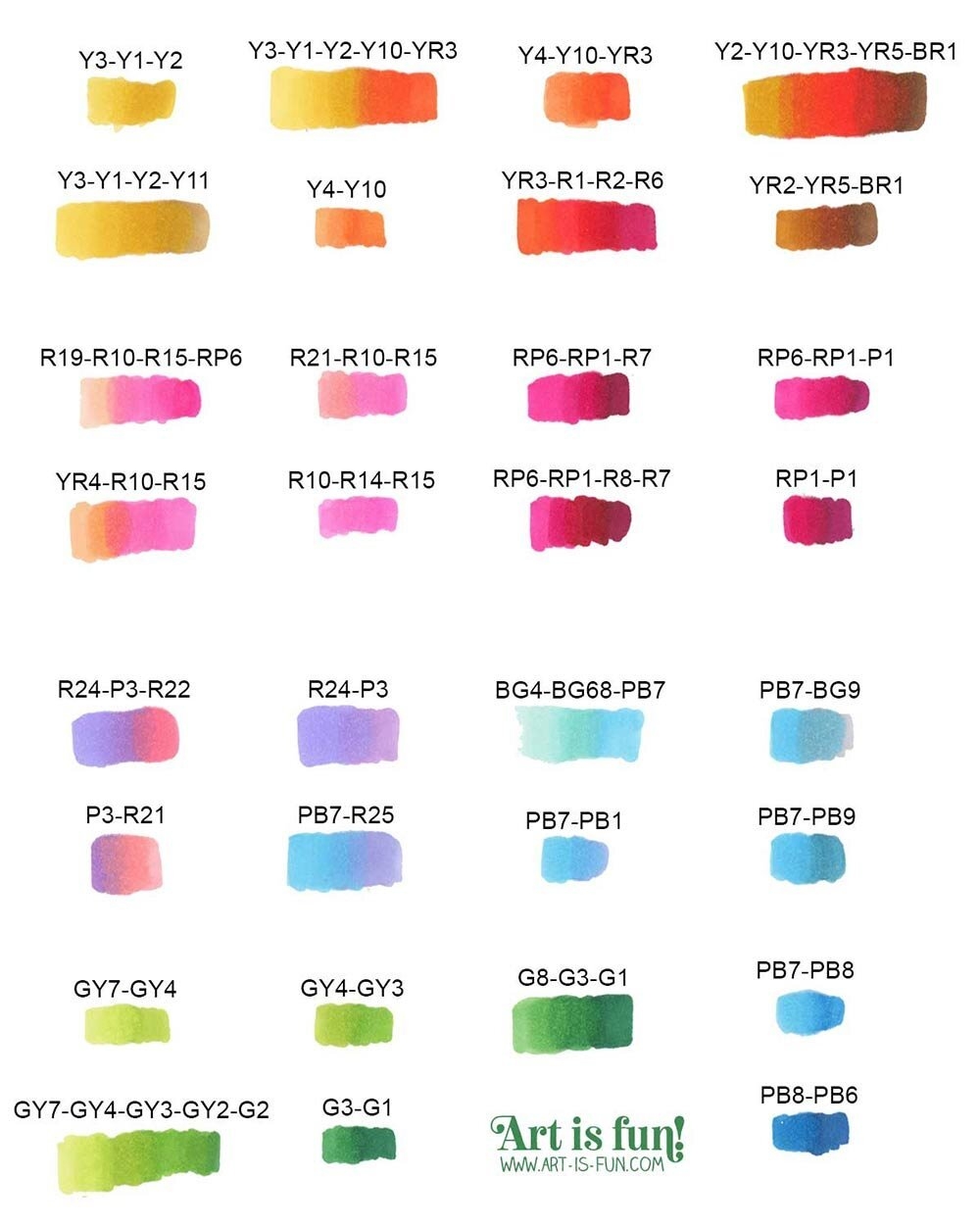 Printable Ohuhu Marker Color Chart
