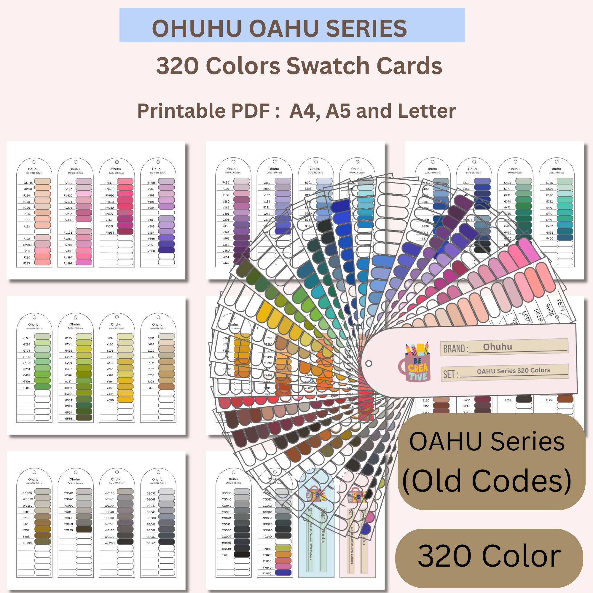 Ohuhu OAHU 320 Swatch Cards Template Alcohol Marker Color Chart PDF Etsy
