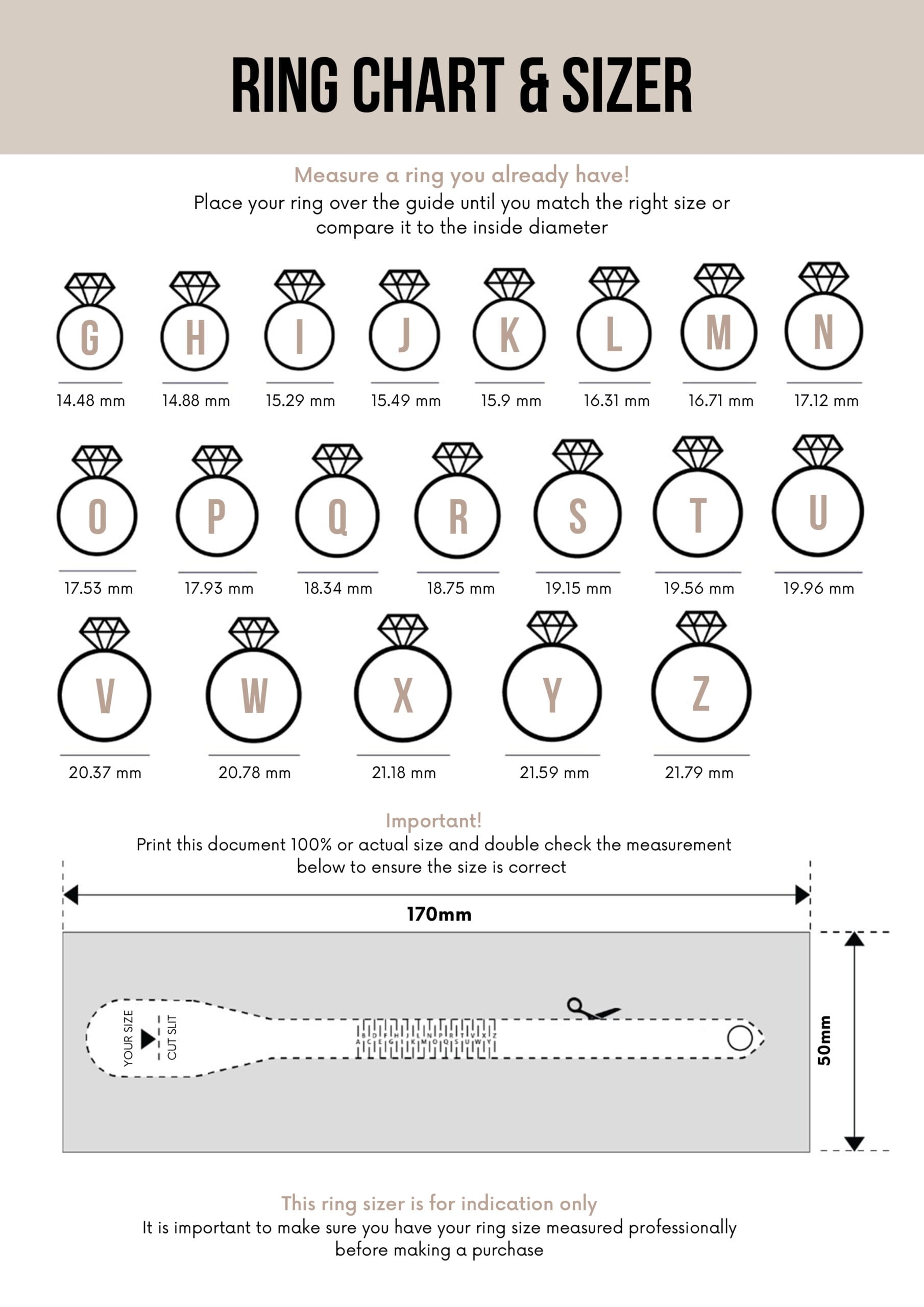 Oura Ring Size Chart Ring Measuring Kit Ring Sizer