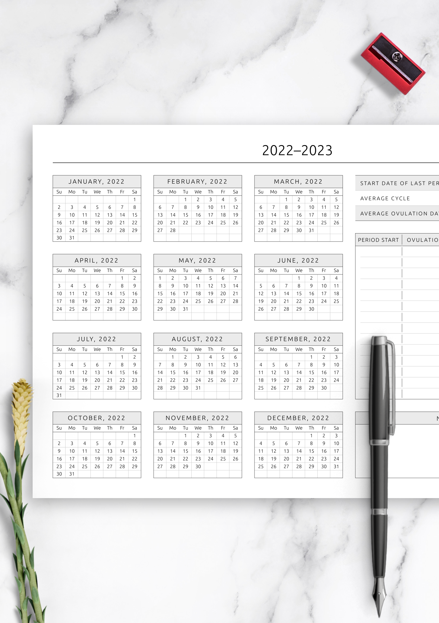 Ovulation Calendar Template PDF For Fertility Tracking