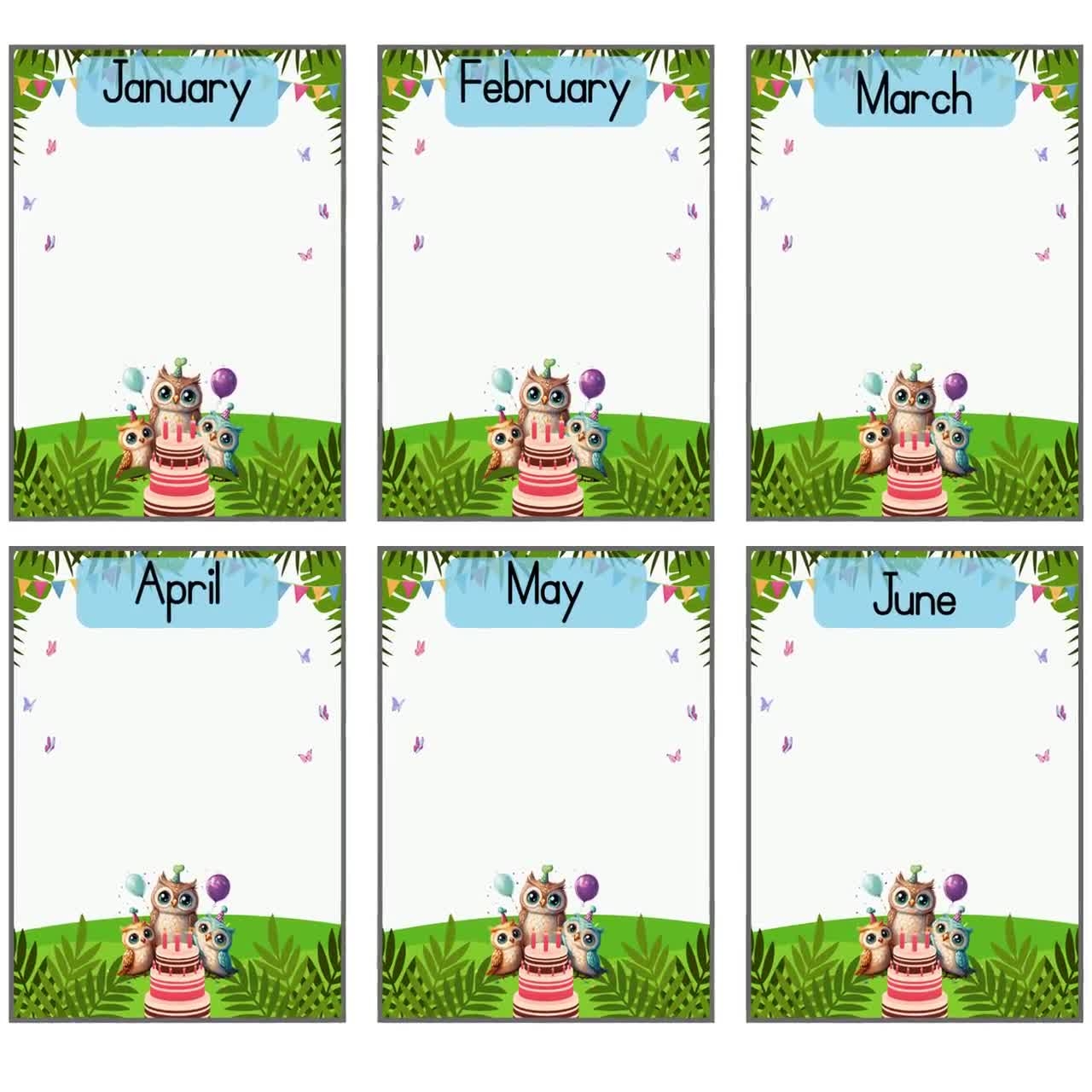 Owl Theme Classroom Birthday Chart Ideas Printable Birthday Charts Editable Posters Instant Download A4 Size PDF Easy To Print Etsy