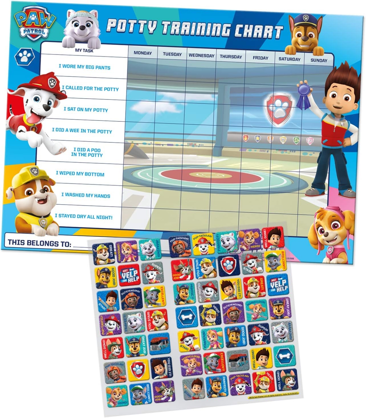 Paper Projects 01 70 30 025 Paw Patrol Potty And Toilet Training Reward Chart And Stickers BigaMart