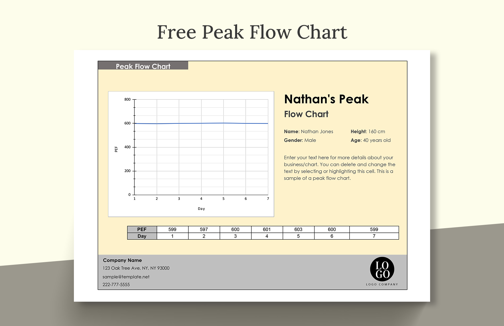 Peak Flow Chart Templates 11 Free PDF Documents Download