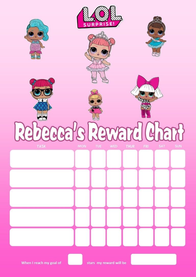 Personalised LOL Dolls Reward Chart Adding Photo Option Available
