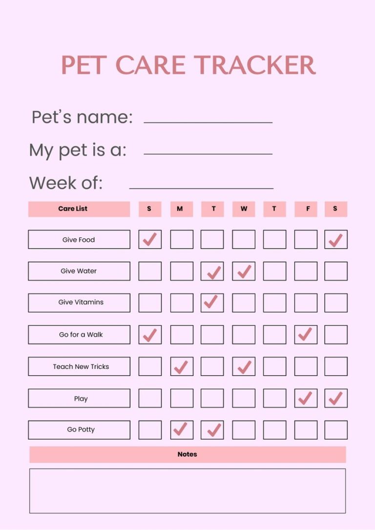 Pet Care Chart In Illustrator PDF Download Template