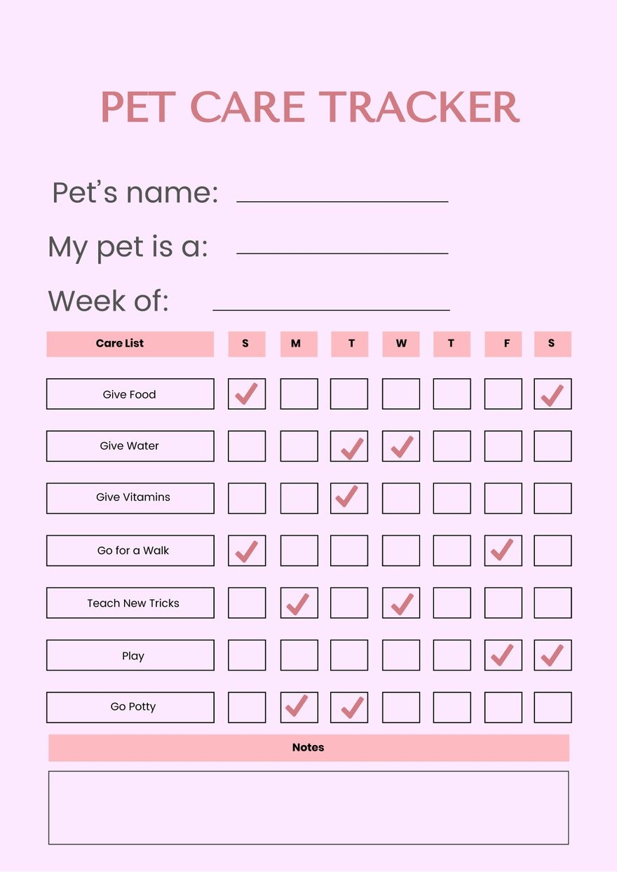 Pet Care Chart In Illustrator PDF Download Template Pet Care Chart In Illustrator PDF Download Template