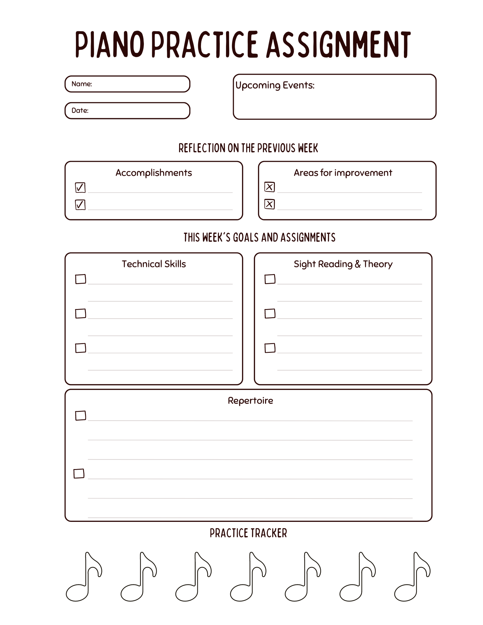 Free Printable Piano Practice Charts