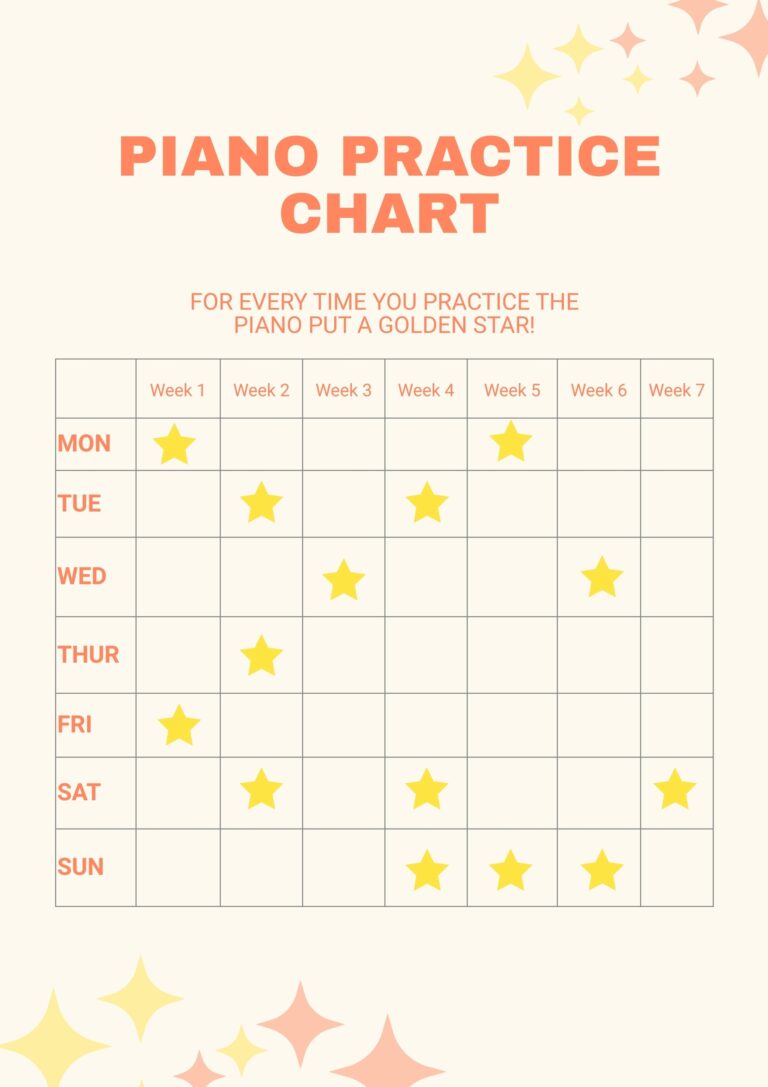 Piano Practice Chart In Illustrator PDF Download Template