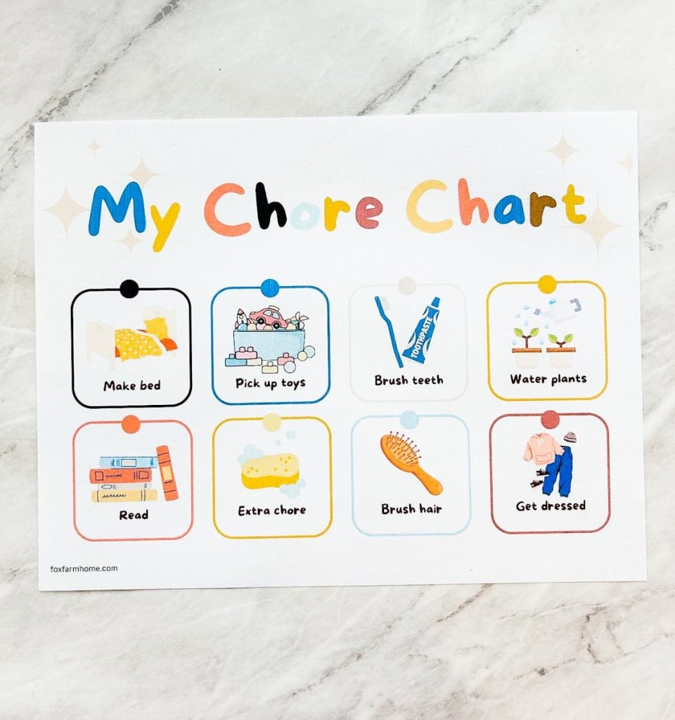 Picture Chore Chart For Preschoolers Free Printable Fox Farm Home