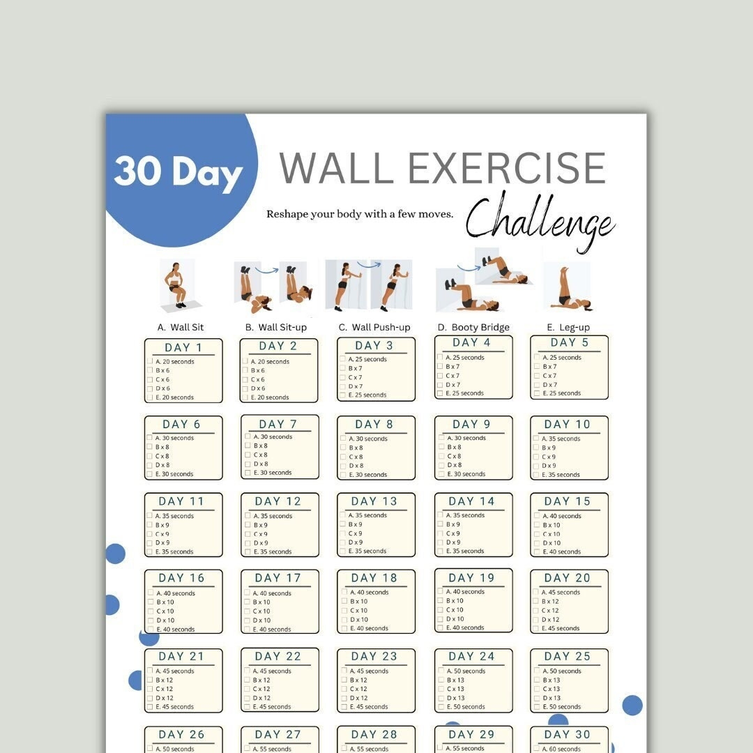 Pilates Wall Workout Chart Free Workout Posters Wall Pilates Workouts For Women 28 Day Daily