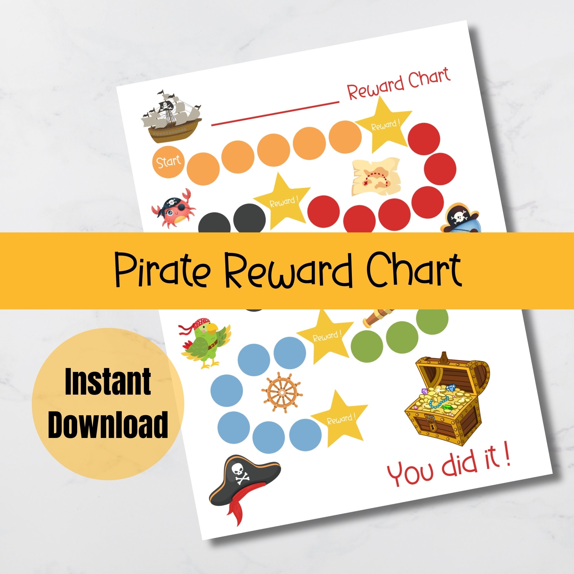 Pirate Reward Chart kids Sticker Chart toddler Reward Chart potty Training Chart pirate Sticker Chart boys Reward Chart printable Chart Etsy