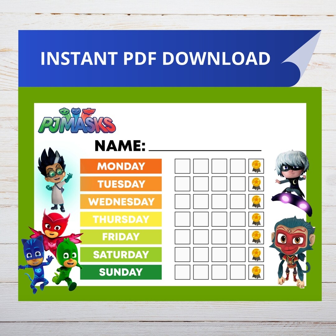 PJ Masks Potty Training Chart PJ Masks Reward Chart Etsy