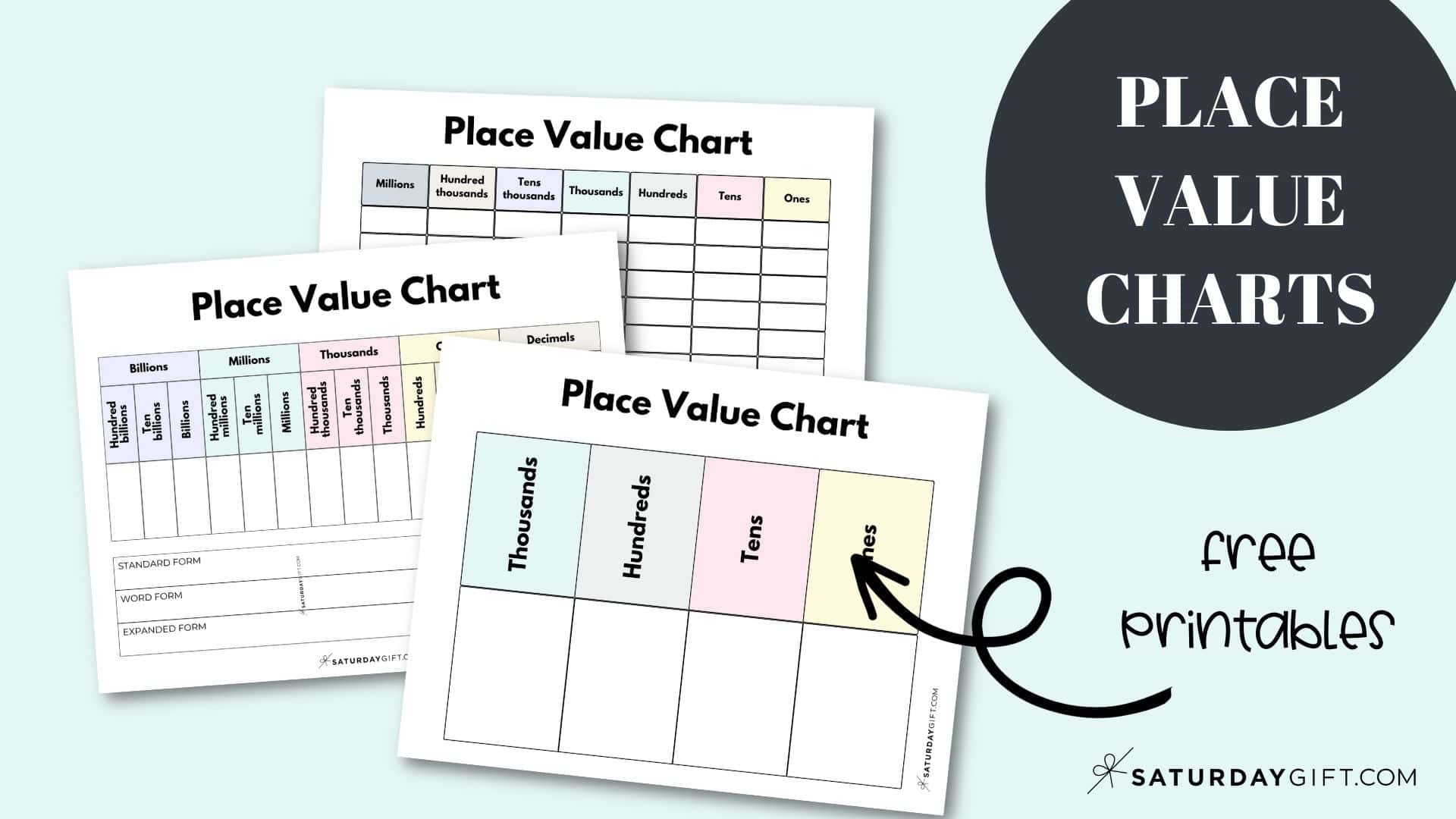 Place Value Chart 14 Printable Ones Tens Hundreds Thousands Charts