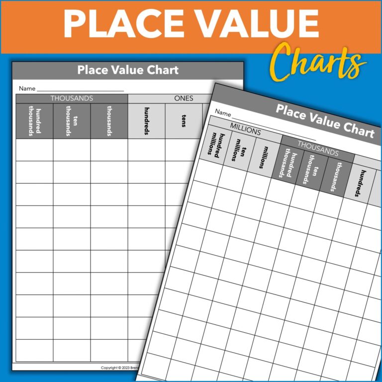 Place Value Chart Printable And How To Use It