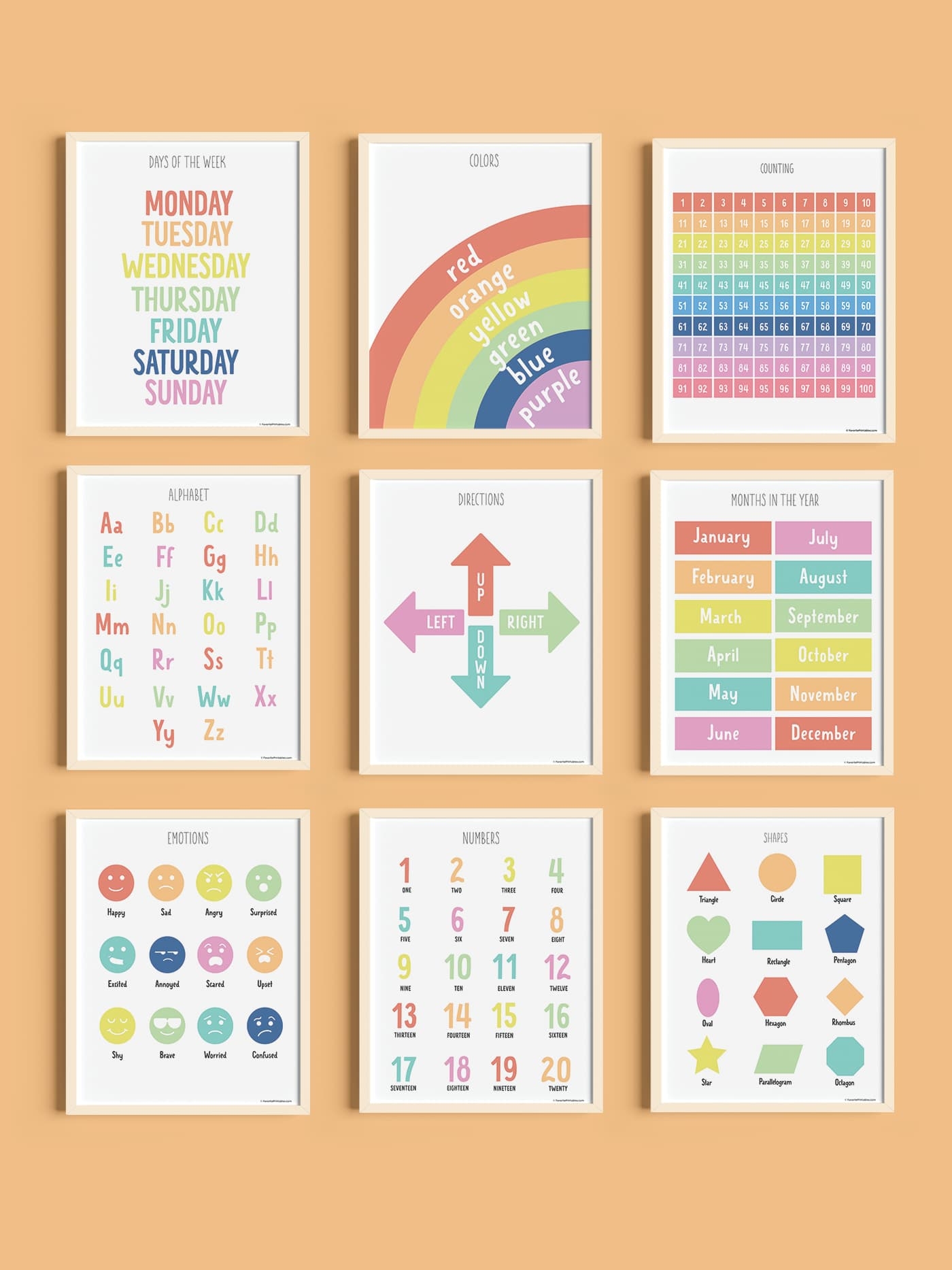 Playroom Decor Hadley Designs 16 Educational Posters For Classroom And Kindergarten Wall Charts