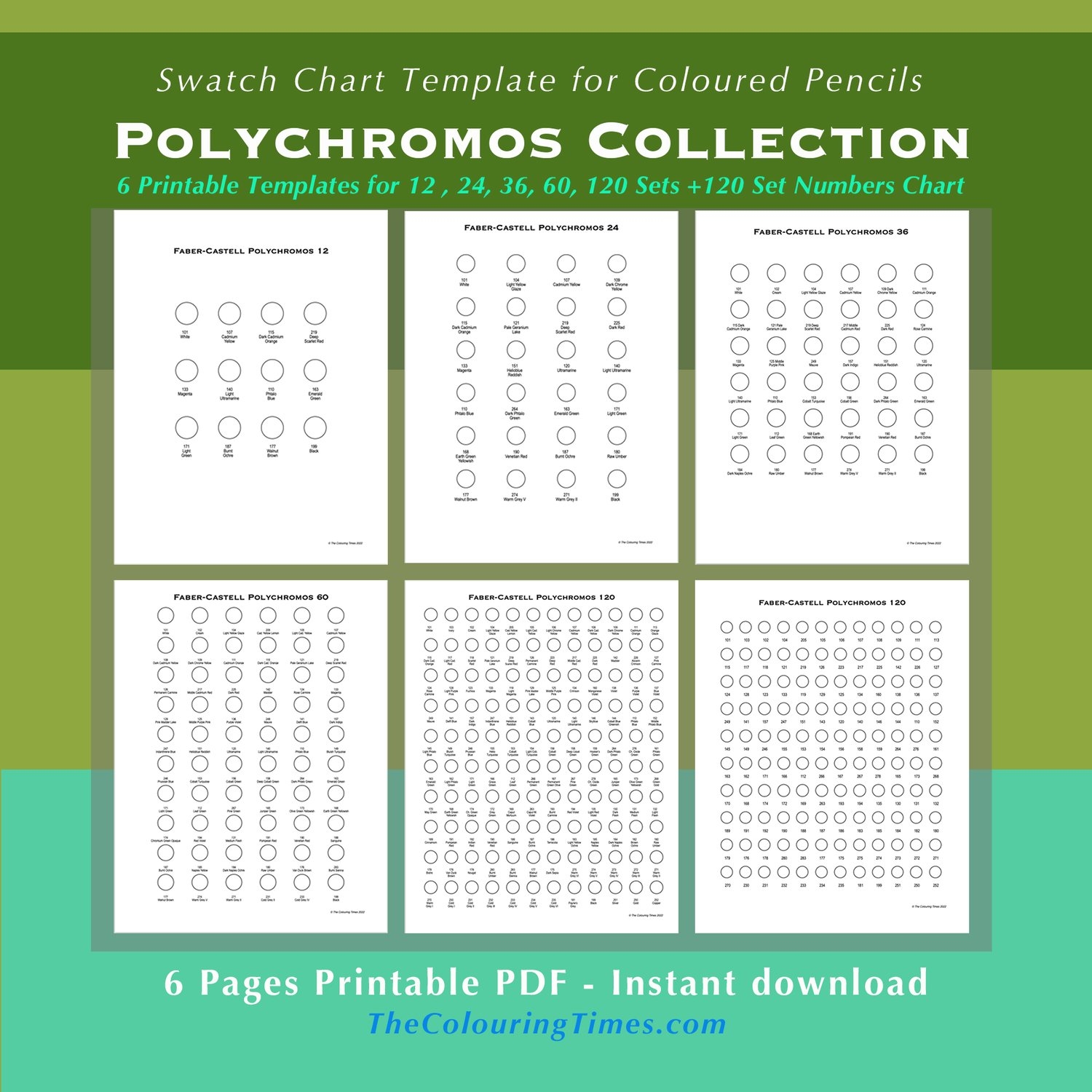 Polychromos Collection 6 1 Swatch Templates PDF Faber Castel Colour Chart Payhip